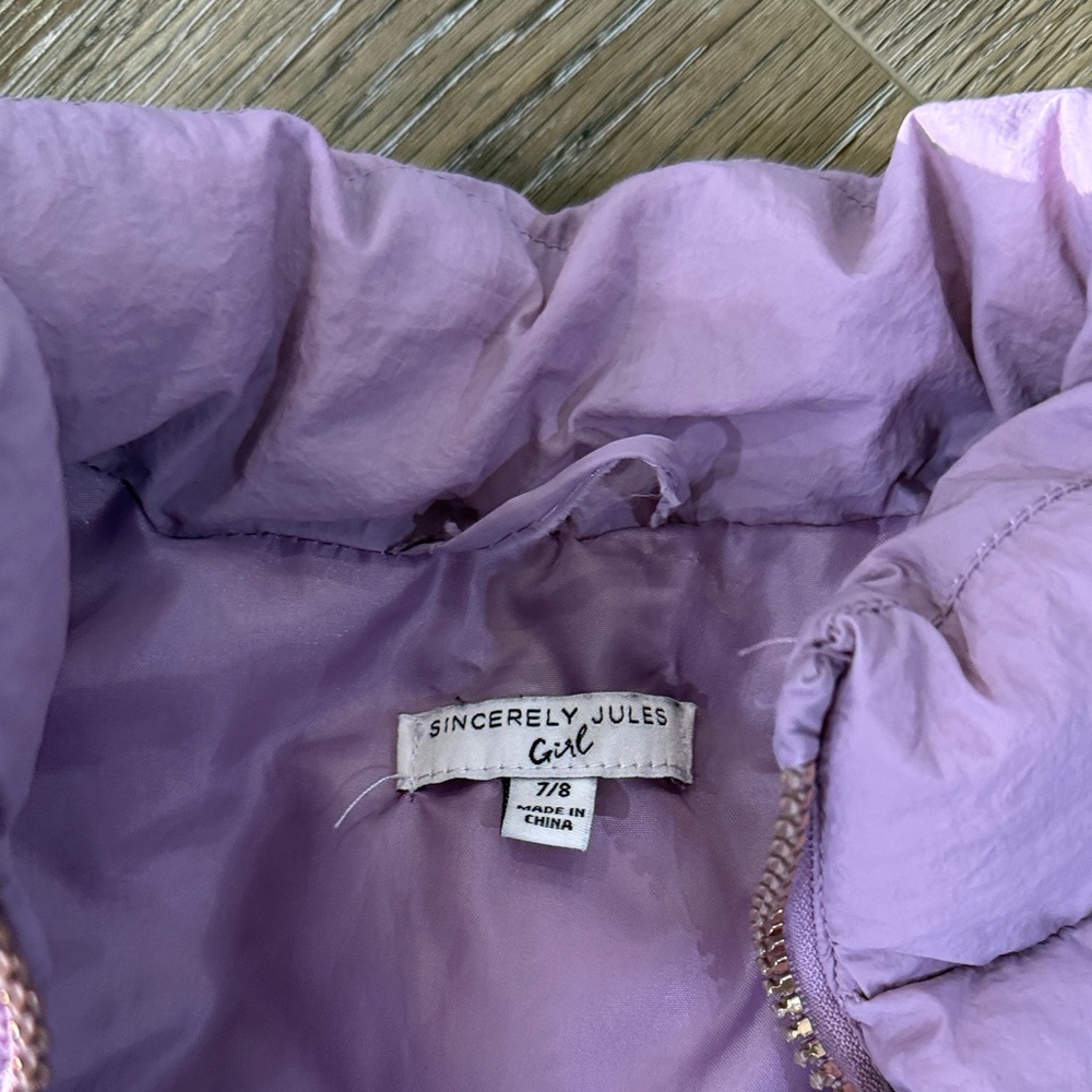 Kids Purple Puffer Vest, Size 7/8 - Picture 2 of 3